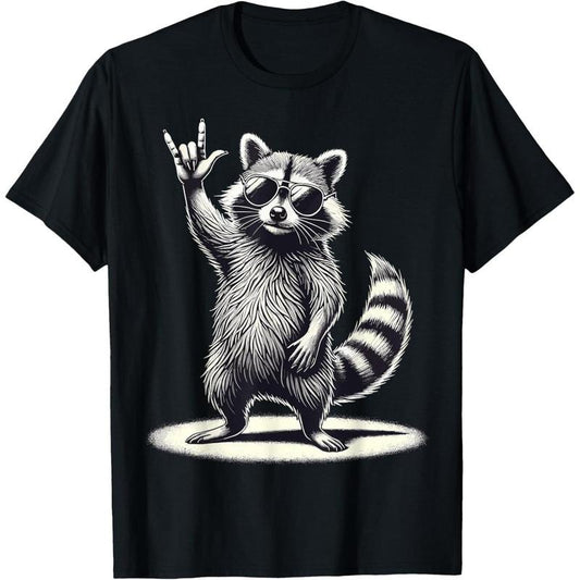 Rock and Roll Raccoon Music Raccoon T-Shirt made in us