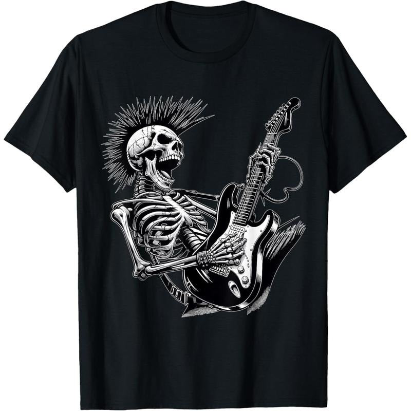 Rock and Roll Skeleton playing Guitar T-Shirt made in usa Hoodie, Sweatshirt | DripVista.com