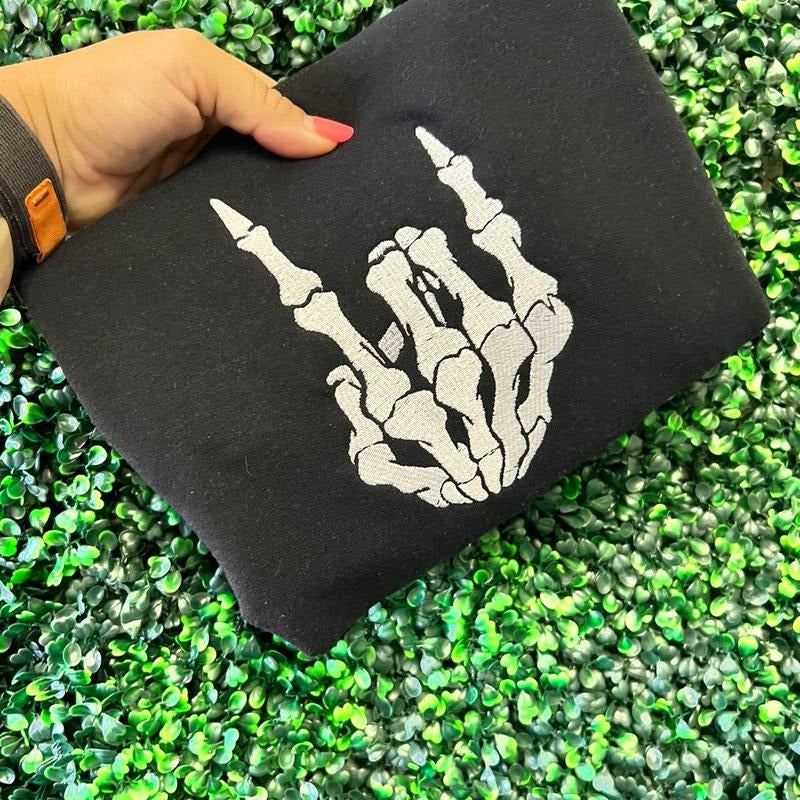 Rock on embroidered sweater T-Shirts, Hoodie, Sweatshirt | DripVista.com