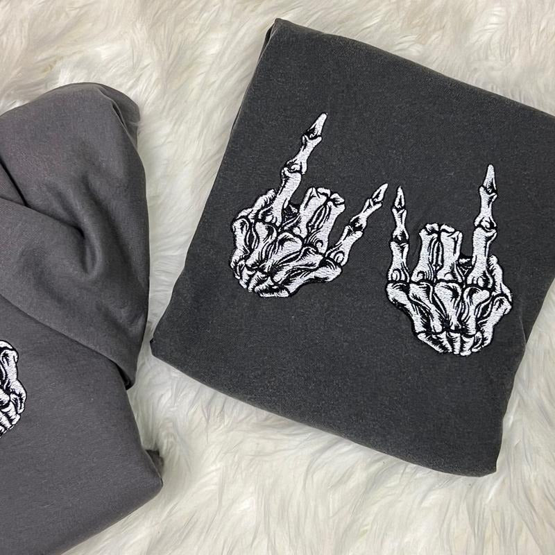 Rock on embroidered tshirt Hoodie, Sweatshirt | DripVista.com