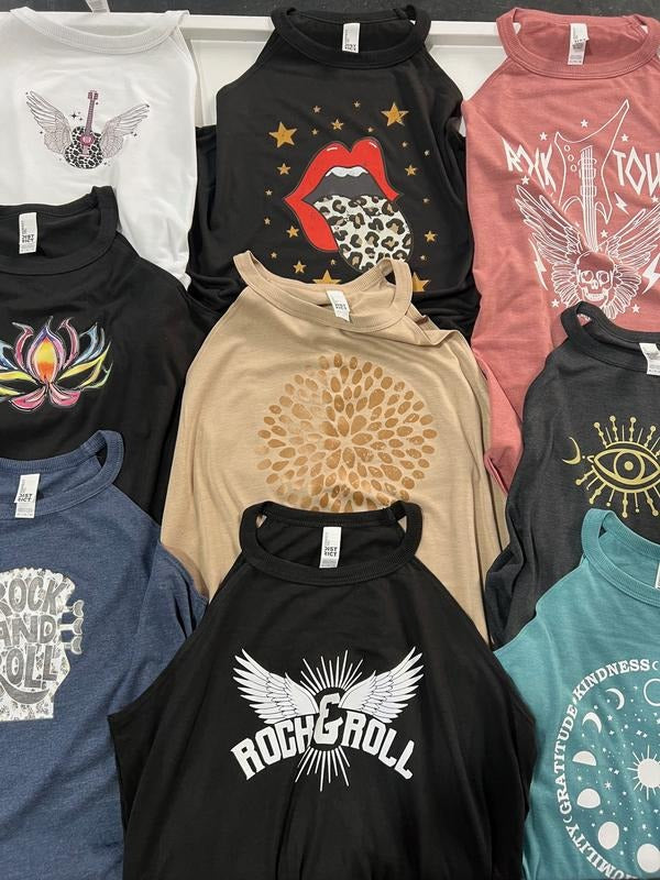 Rocker Highneck Tanks Graphic High Neck Tanks Rock and Roll Tank Tops T-Shirts, Hoodie, Sweatshirt | DripVista.com