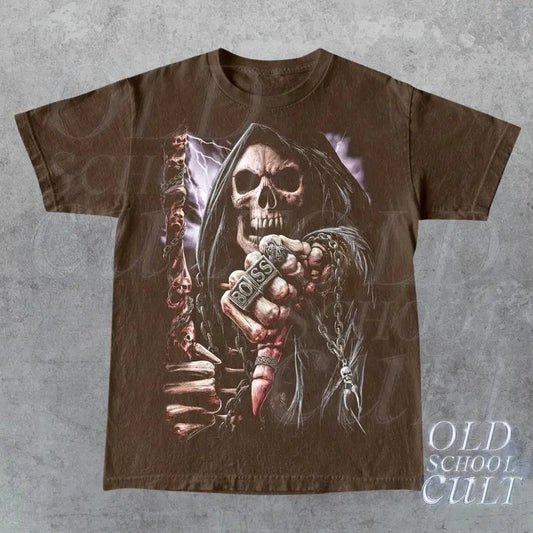 Rocker Skull Vintage Graphic T-Shirt, Retro Rock Tee, 90s Biker Shirt, Vintage Oversize Washed Shirt, Skeleton Lover, Horror Shirt