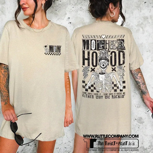 Rockin' Motherhood Graphic T-Shirt Unisex, Funny Mom Shirt Gift For Mother's Day New Mom Emo Alternative Skeleton Cool Mom Graphic Tee