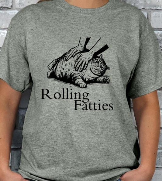 Rolling Fatties Fat Cat T-shirt Graphic Funny Women's Softstyle Fabric Tee for Summer Streetwear USA