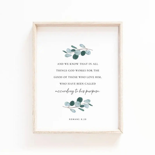 Romans 8:28 Wall Art, Bible Verse Wall Art Print, Christian Botanical Watercolor Print, Gifts For Him Her Wall Art Decor, Poster Prints No Frame, Wall Hanging Decor, Outdoor Wall Art, Gifts For Birthday Christmas Landscape Photo