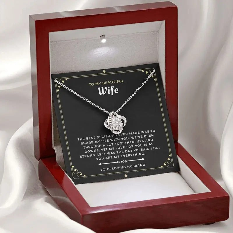 Romantic To My Wife Necklace with Heartfelt Message Card - Ideal Anniversary and Birthday Jewelry Gift, Elegant Love...