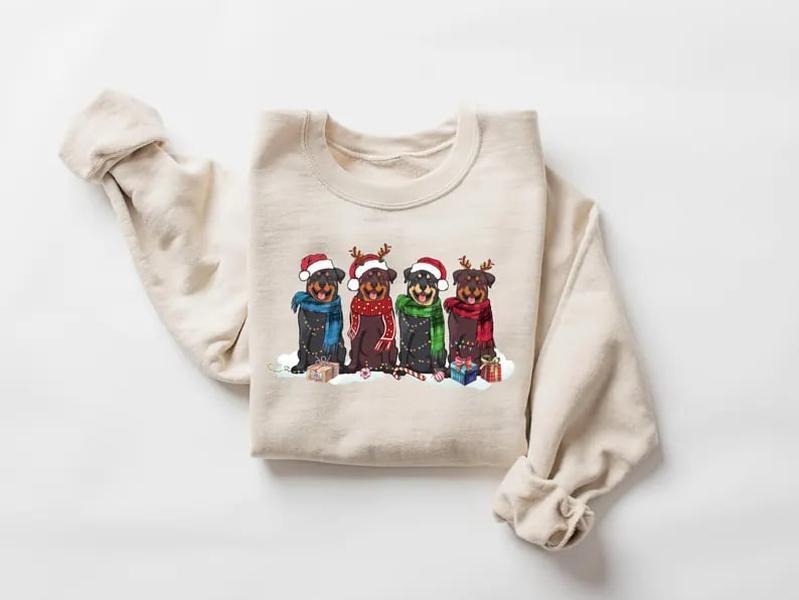 Rottweiler Christmas Dog Sweatshirt, Dog Christmas Shirt, rottweiler gift, Gift for Dog Lover, Holiday Sweater, New Year...