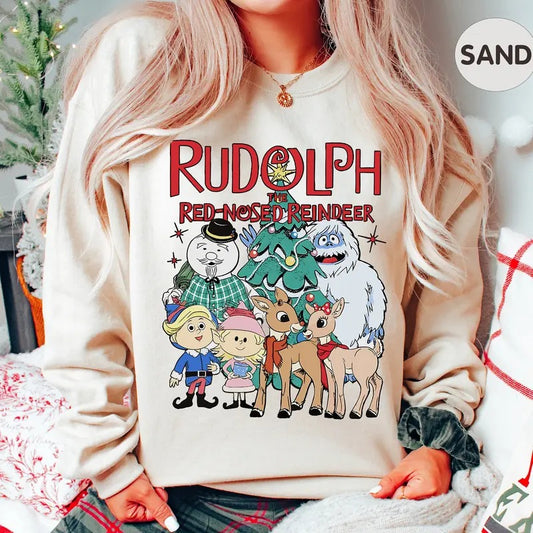 Rudolph The Red Nosed Reindeer Christmas Sweatshirt , Vintage Xmas Shirt for Men and Women,  Rudolph Christmas Shirt