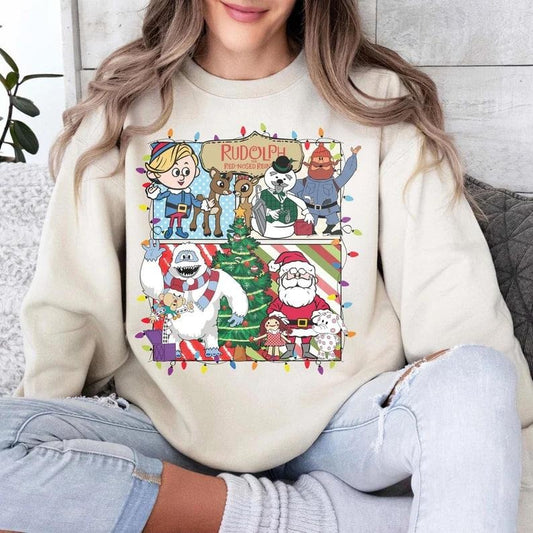 Rudolph The Red Nosed Reindeer Sweatshirt, Rudolph Red Nosed Christmas Sweatshirt, Vintage Movie Characters Sweatshirt, Christmas Gift, Christmas Holiday Shirt, Holiday Xmas Sweatshirt, Rudolph Movie Characters Sweatshirt, Christmas Hoodie, Christmas Gift