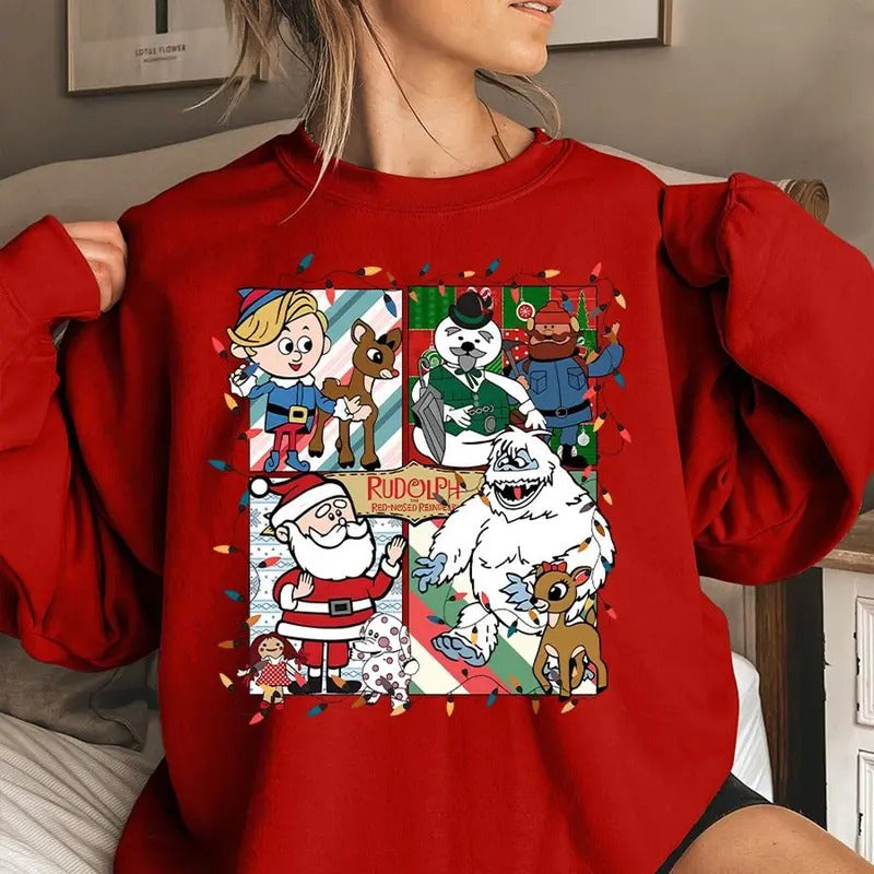 Rudolph the Red-nosed Reindeer Christmas  Season Shirt, Christmas Frosty the Snow Man Sweatshirt, Frosty's Snowflake Hoodie, Snowman Christmas Shirt, Rudolph family Christmas Reindeer Sweatshirt, Christmas 90s Movies Lovers TShirt, Merry Christmas Gift