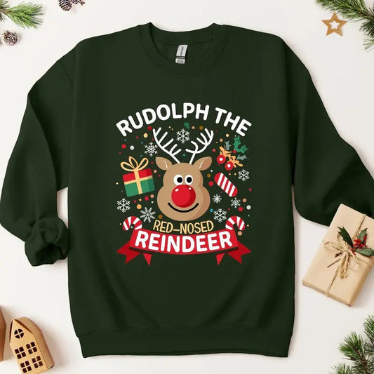 Rudolph the Red-nosed Reindeer Festive Xmas Family Tee,Christmas Frosty the Snow Man Sweatshirt, Frosty's Snowflake Hoodie, Snowman Christmas Shirt, Rudolph family Christmas Reindeer Sweatshirt, Christmas 90s Movies Lovers TShirt, Merry Christmas Gift