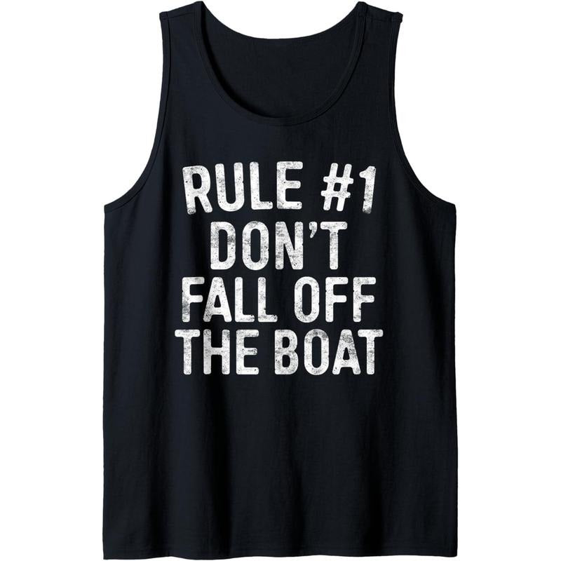 Rule #1 Don't Fall Off The Boat T-Shirt Cruise Vacation Tank Top made in usa Hoodie, Sweatshirt | DripVista.com