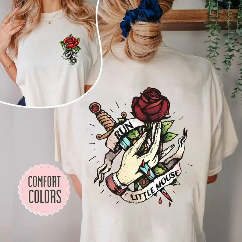 Run Little Mouse Shirt - Trendy Rose Skeleton Shirt, 'Haunting Adeline' Dark Romance Merch,  Perfect Gift for Smut Book Readers