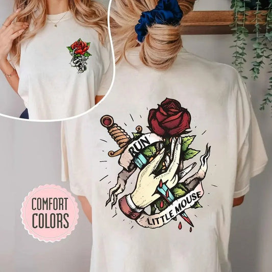 Run Little Mouse Shirt - Trendy Rose Skeleton Shirt, 'Haunting Adeline' Dark Romance Merch,  Perfect Gift for Smut Book Readers