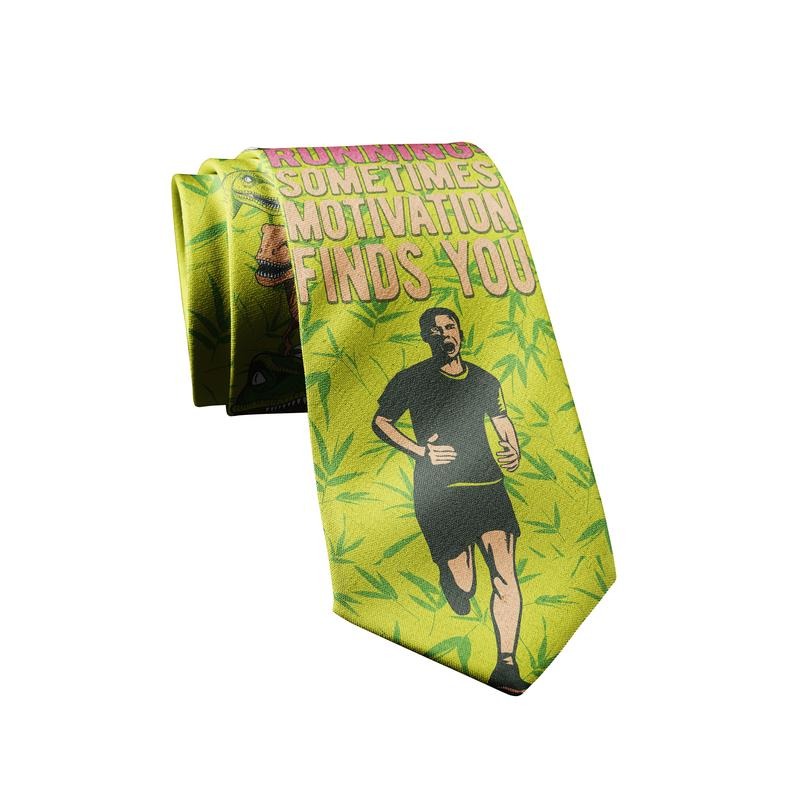 Running Sometimes Motivation Find You Necktie Funny Neckties for Men Dinosaur Tie Mens Novelty Neckties Funny Ties...