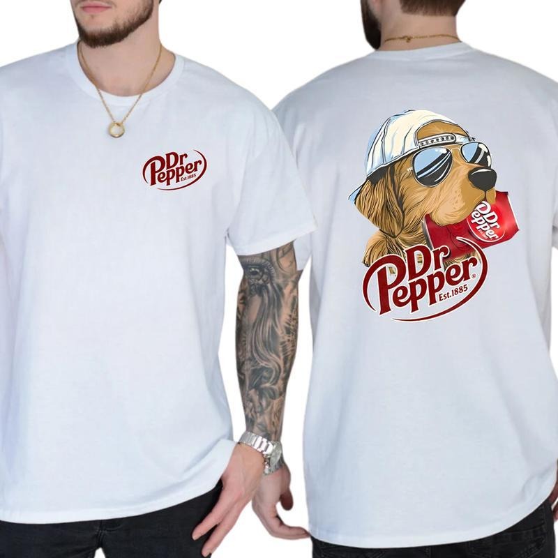 [SALE UP TO 45%] Dr Pepper Golden Dog 2 sides Unisex Cotton T-shirt Menswear Top Classic Streetwear graphic tee