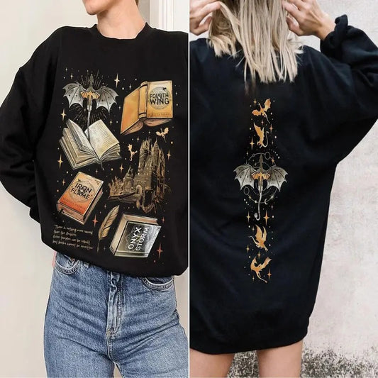 [SALE UP TO 45%] Hot Trending Fourth Wing Series Sweatshirt, War College Crewneck, Dragon Rider Sweater, Book Merch Gift Cotton Unisex