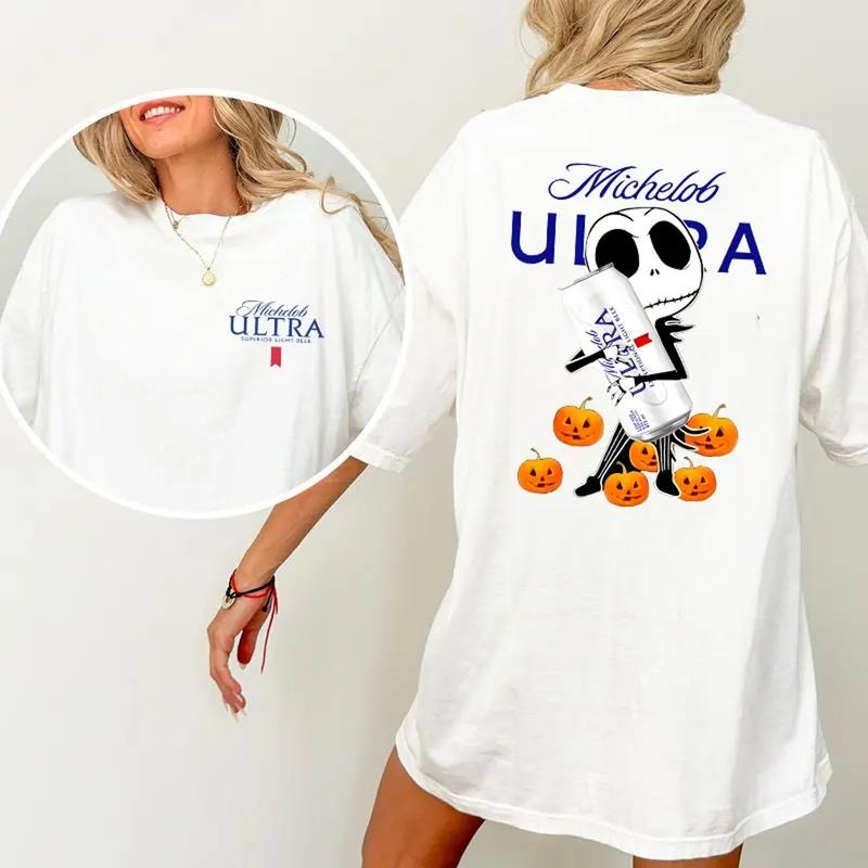 [SALE UP TO 45%] Jack Hug M1chel0b Ultra beer Halloween Unisex Cotton T- 2 sides- Printed in the USA jesus shirts