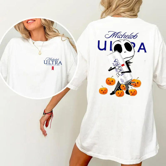 [SALE UP TO 45%] Jack Hug M1chel0b Ultra beer Halloween Unisex Cotton T- 2 sides- Printed in the USA jesus shirts