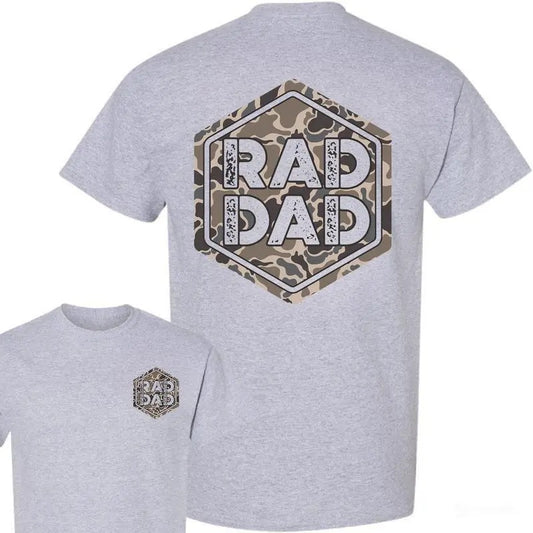 [SALE UP TO 45%] RAD DAD Camo T-shirt, Bold Father's Day Graphics Tee 2 sides, Gift for Dad, for Father's Day Classic Cotton