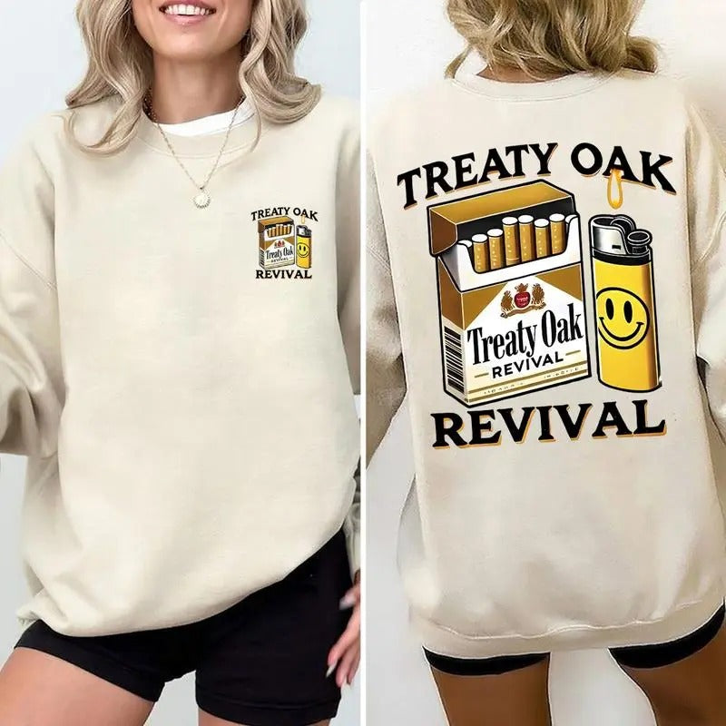 [SALE UP TO 45%] Treaty Oak Revival Funny 2 sides Unisex Cotton Sweatshirt, Gift for Father's Day, Mother's Day
