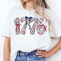 [SALE UP TO 60%] Floral Coquette 1776 T-Shirt, Sweatshirt, Retro America Patriotic Graphic, USA Memorial Day and 4th of July Shirt for Women