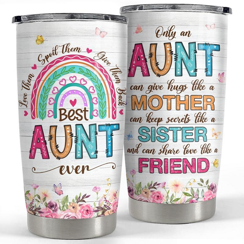SANDJEST Aunt Tumbler 20oz Best Aunt Ever Cup Gift Stainless Steel Insulated Tumblers FOG Travel Mug Auntie Cup Aunts Gift for Birthday Christmas