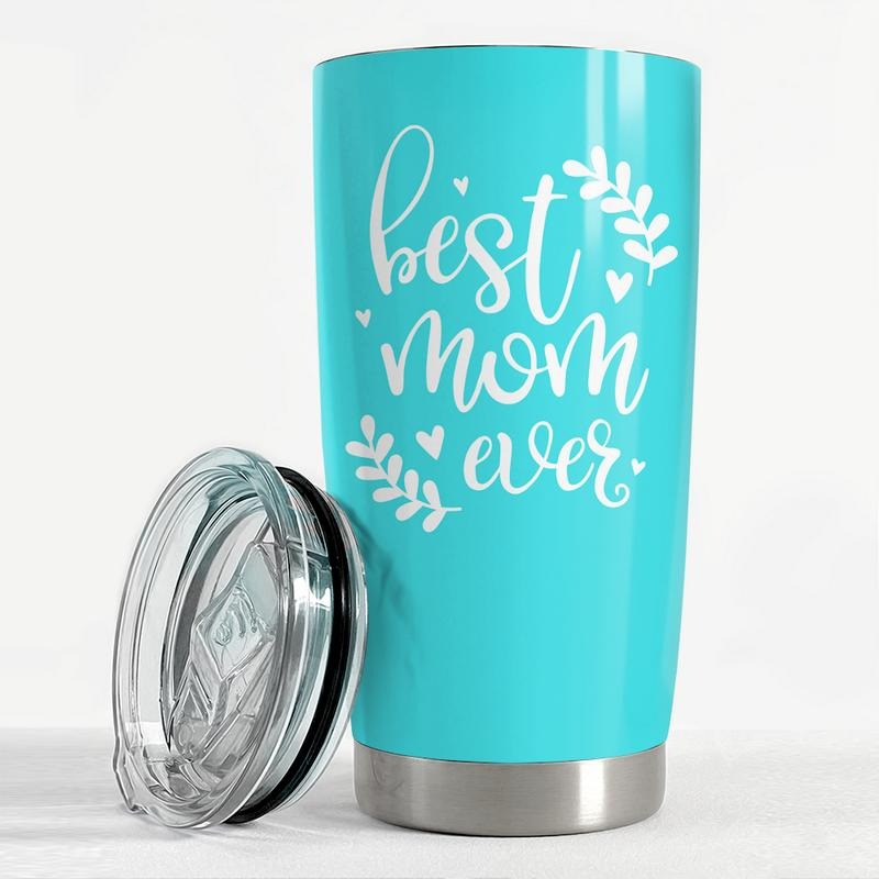 SANDJEST Best Mom Ever Tumbler - 20 oz Christmas Gift for TNF Stainless Steel Mint FOG Travel Mug - Mama Birthday Tumblers Gifts Idea - Great Present Set for your Mommy