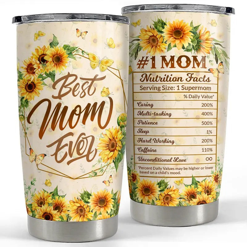 SANDJEST Mom Tumbler 20oz Best Mom Ever Gift Stainless Steel Insulated Tumblers FOG Travel Mug TNF Cup Gift for Birthday Christmas