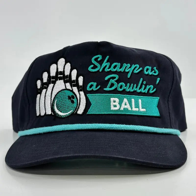 SHARP AS A BOWLIN BALL Rope Golf SnapBack Cap Funny BOWLING BALL Hat Custom Embroidered Collab Justin Stagner T-Shirts,...