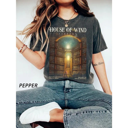 SJM merch, House Of Wind Library shirt, TACOSF, t-shirt, SJM merch, Maas Throne Of Glass, bookish t-shirt