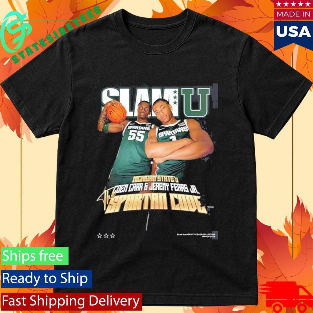 SLAMU Michigan State Spartans Coen Carr And Jeremy Fears Jr The Spartan Code Magazine Cover T-Shirt