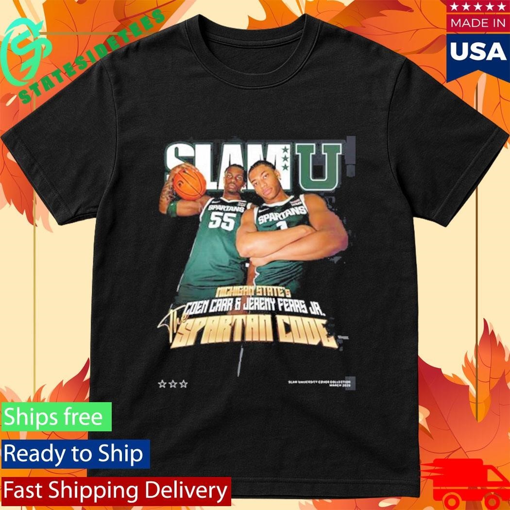 SLAMU Michigan State Spartans Coen Carr And Jeremy Fears Jr The Spartan Code Magazine Cover T-Shirt