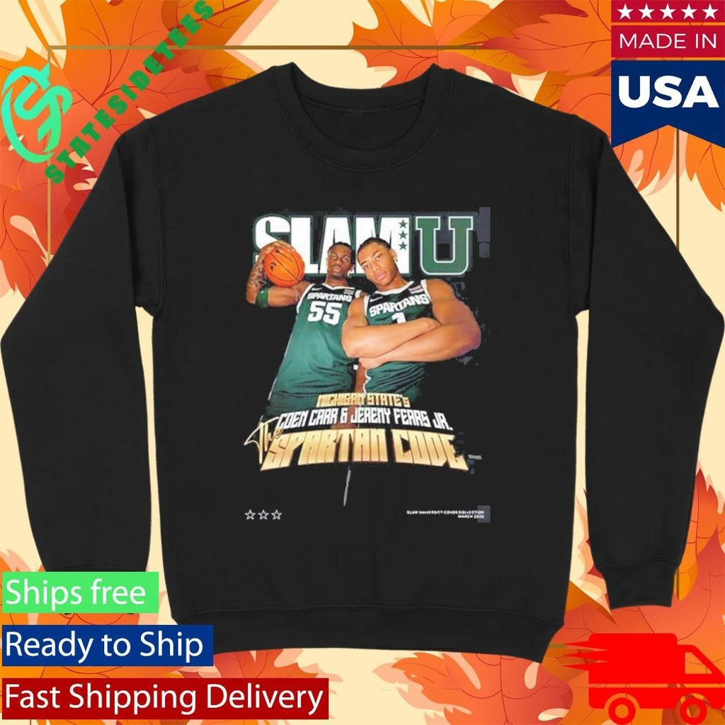 SLAMU Michigan State Spartans Coen Carr And Jeremy Fears Jr The Spartan Code Magazine Cover T-Shirt
