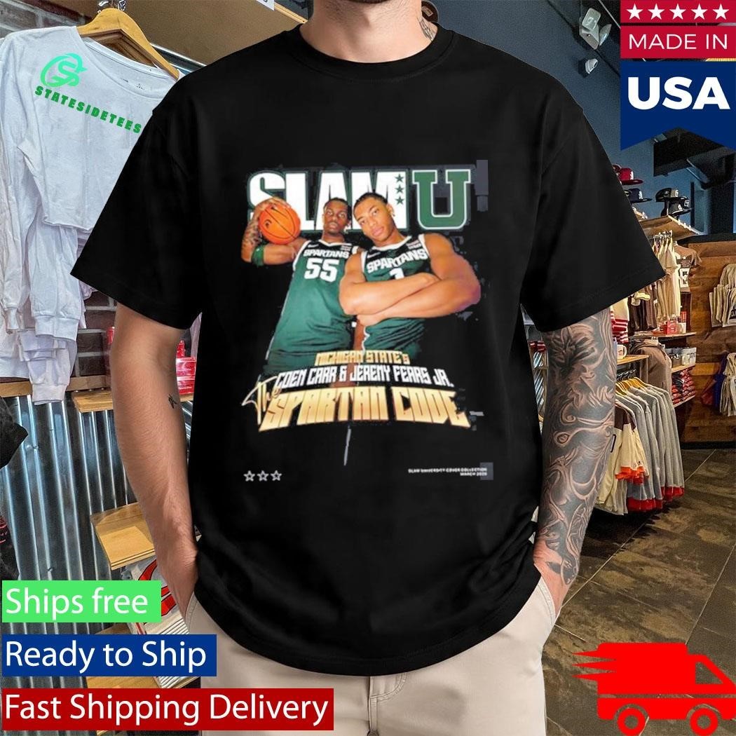 SLAMU Michigan State Spartans Coen Carr And Jeremy Fears Jr The Spartan Code Magazine Cover T-Shirt