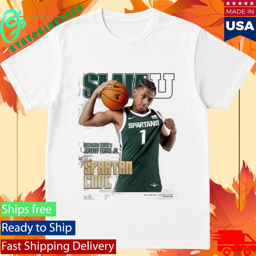 SLAMU Michigan State Spartans Jeremy Fears Jr The Spartan Code Magazine Cover T-Shirt