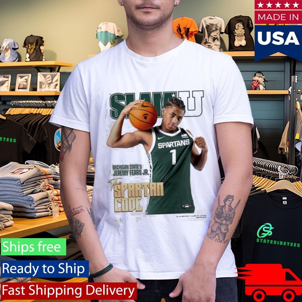 SLAMU Michigan State Spartans Jeremy Fears Jr The Spartan Code Magazine Cover T-Shirt