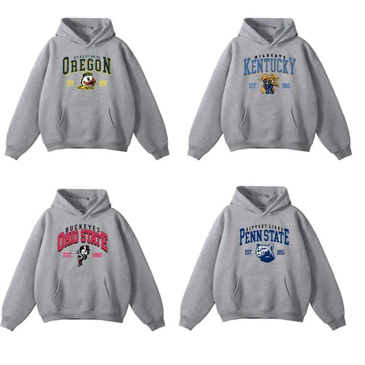 SPORT GREY HOODIE Vintage NCAA College All Teams Top Sports Classic Sweater Pullover Long Sleeve Sweatshirts Christmas t shirt Menswear Casual