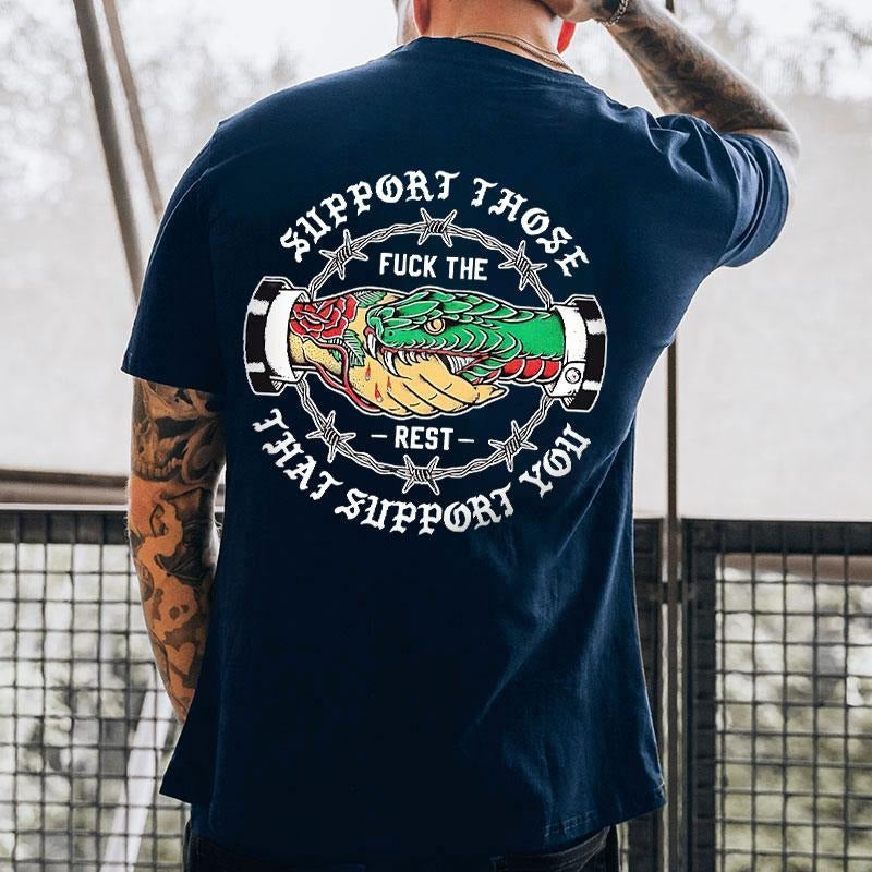 SUPPORT THOSE THAT SUPPORT YOU Snake Graphic Back Side Print T-shirt -  Sweatshirt