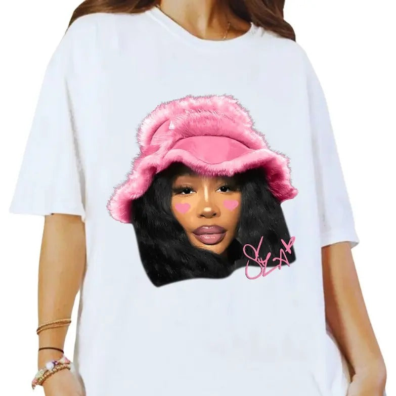 SZA Pink Heart Tee - Women's Summer Tshirt in Cotton Fabric Hoodie, Sweatshirt | DripVista.com