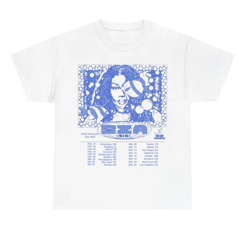 SZA SOS SHIRT - WHITE SOS TNF AMERICA TOUR T-SHIRT -2024