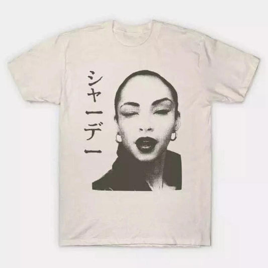 Sade Shirt, Sade Japanese Tour White Cotton T-shirt, SADE Gift, Y2K Music Tshirt, Gift For Fan, Unisex T-Shirt, Short Sleeve Tee Shirt, , Graphic tour Shirt, Sade concert Shirt Classic Cotton Unisex Tshirt Fabric Menswear
