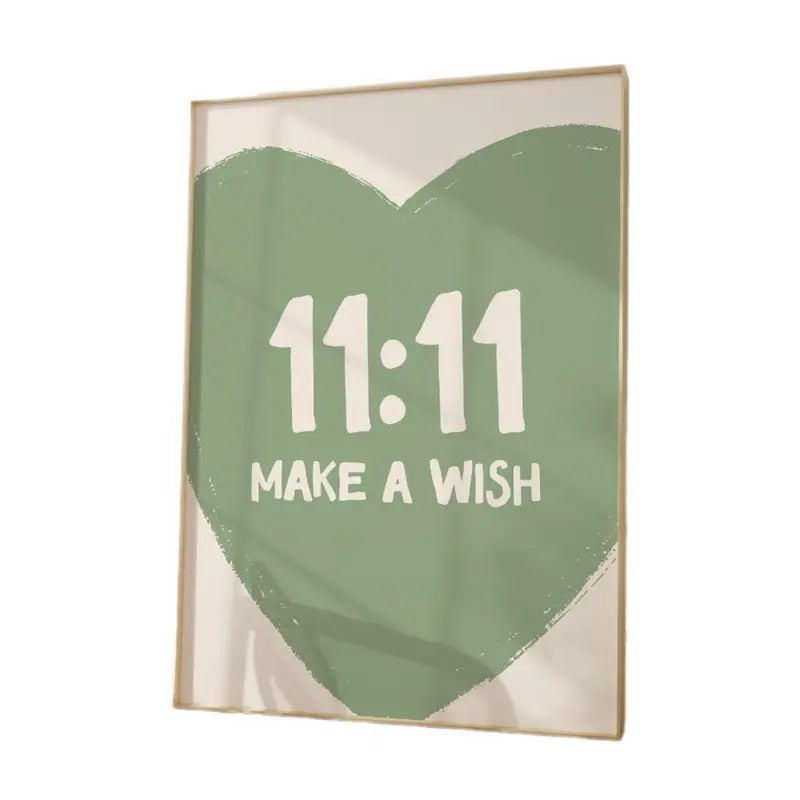 Sage Green Heart Wall Art, 11:11 Heart Art Print, Angel Number Poster, 1111 Lucky Number Print, Gifts For Friends Family Art Prints, Poster Prints No Frame, Wall Art Room Decor, Big Wall Art, Gifts For Birthday