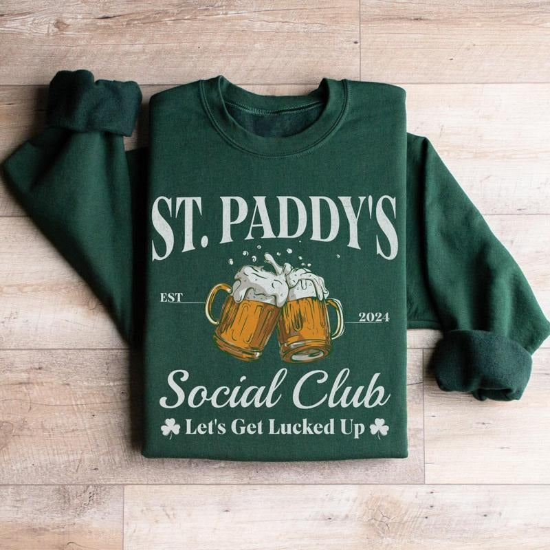 Saint Patricks Day Drinking Team Sweatshirt, 2024 St Patrick's Day Sweatshirt, Retro Shamrock Crewneck, Irish St Paddys...