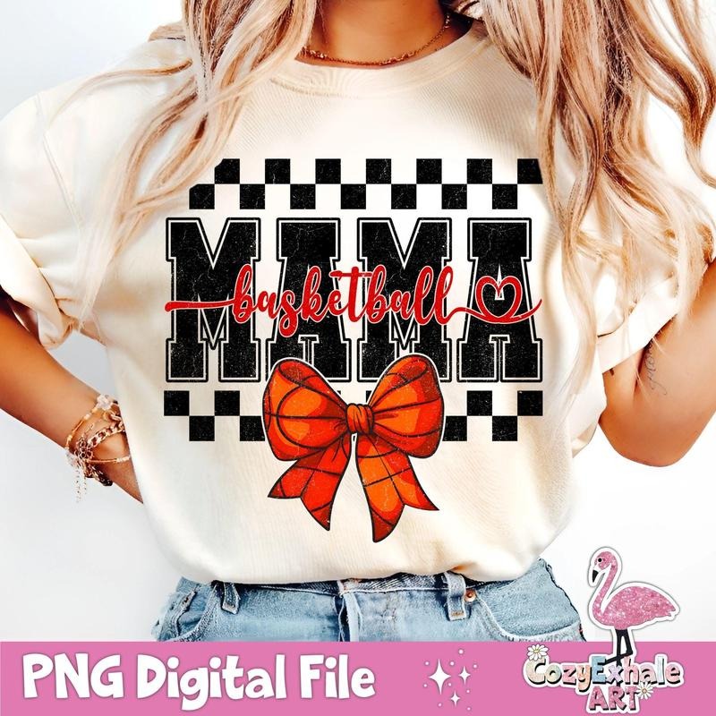 [Sale To 45% Off] Retro Checkered Basketball Mama T-Shirt, Coquette Game Day Basketball Mom Shirt, Trendy Basketball Art for Basketball Lovers