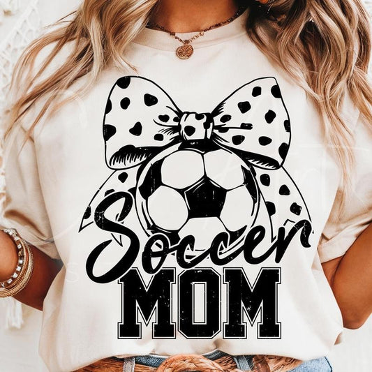 [Sale To 45% Off] Soccer Mom  T-Shirt, Polka Dot Bow, Soccer Ball  T-Shirt, Sports Mom  T-Shirt, Cricut Cut File Soccer Mom Shirt, Gift Ideas