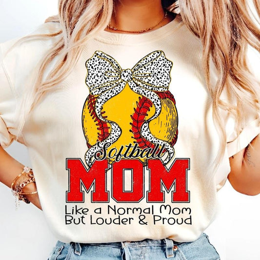 [Sale To 45% Off] Softball Mom T-Shirt, Varsity Distressed T-Shirt, Loud and Proud Softball Mama Shirt, Coquette Softball Bow, Game Day Trendy