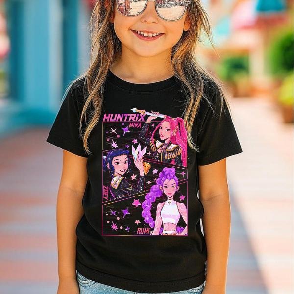 [ Sale Up To 30%] Kpop Demon Hunters Jinu Manga Graphic Tee, Kpop Huntrix Demon Hunter Youth Shirt, Saja Girls Kpop T-Shirt for Men, Women and Kids