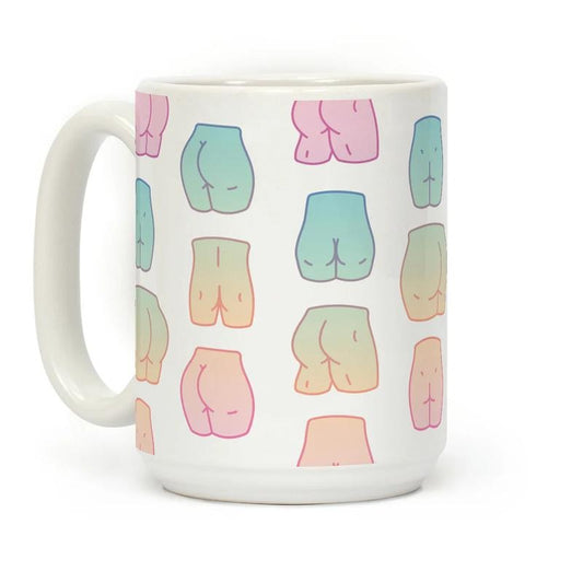 [Sale Up To 50%] Kawaii Pastel Butt Pattern Coffee Mug - 11 oz or 15 oz Ceramic Drinkware with Large Handles, Printed in the USA, Handy for Coffee and Tea - Reusable