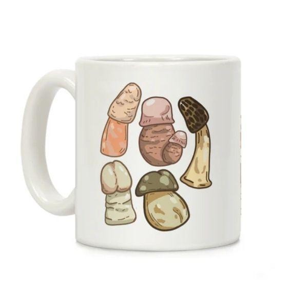 [Sale Up To 50%] Mushroom Penis Coffee Mug - 11 oz or 15 oz Ceramic Drinkware with Large Handles, Printed in the USA, Handy for Coffee and Tea - Reusable